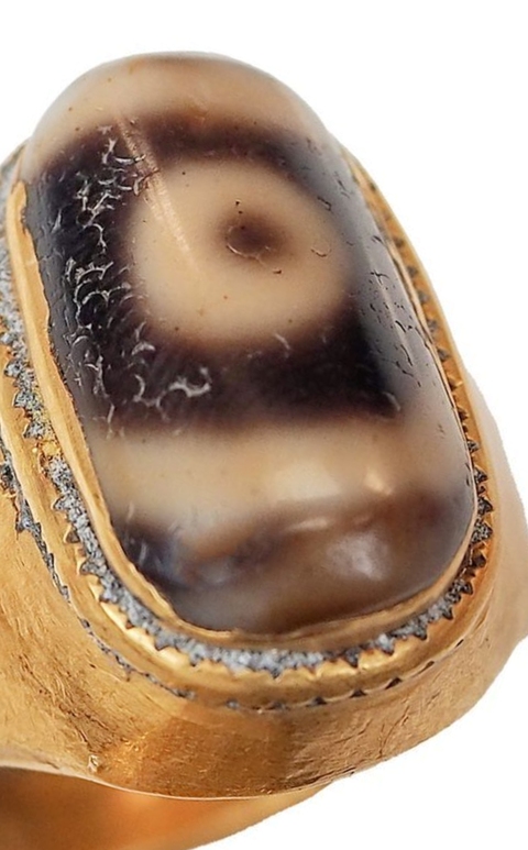 古玩玉器新工藝天珠鑲嵌戒指真品鑒賞圖