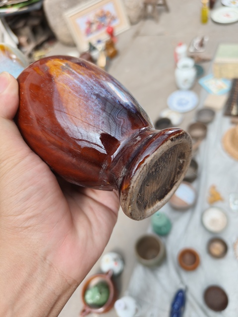 古玩陶瓷窯變釉雙耳瓶真品鑒賞圖