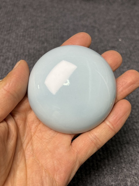 古玩陶瓷天藍釉印色盒真品鑒賞圖