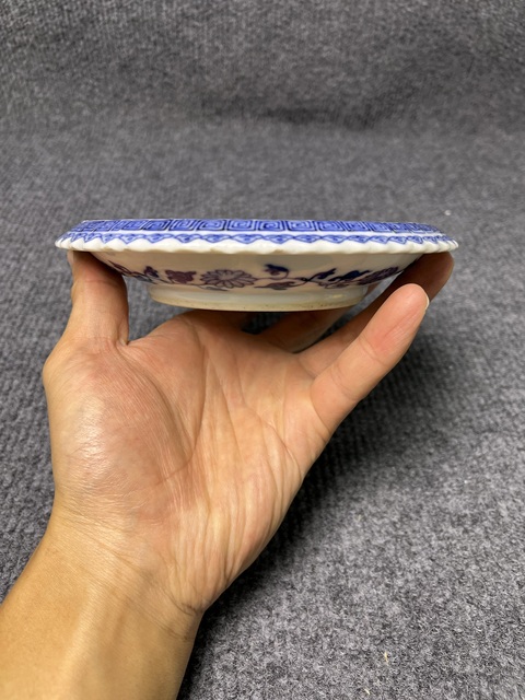 古玩陶瓷青花壽桃紋卷口盤拍賣，當(dāng)前價格3588元