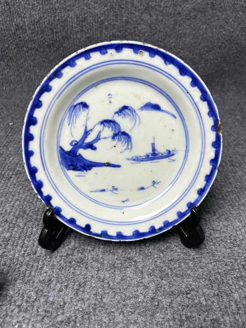 古玩陶瓷青花山水紋盤拍賣，當前價格1988元