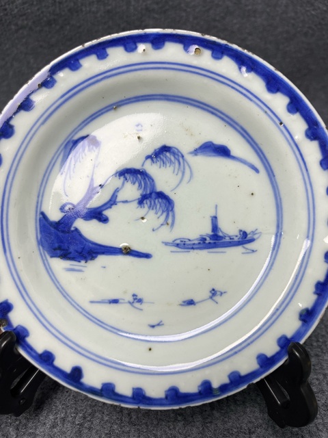 古玩陶瓷青花山水紋盤拍賣，當前價格1988元