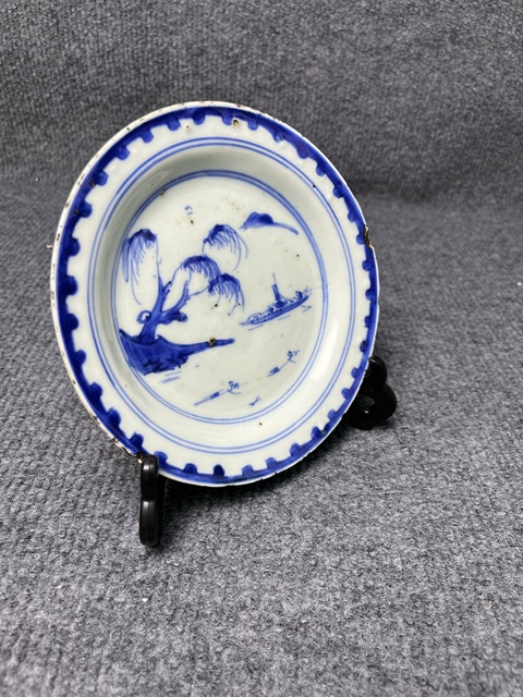 古玩陶瓷青花山水紋盤拍賣，當前價格1988元