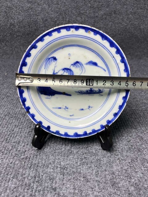 古玩陶瓷青花山水紋盤拍賣，當前價格1988元