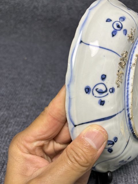 古玩陶瓷青花開窗松鹿紋盤拍賣，當前價格2388元