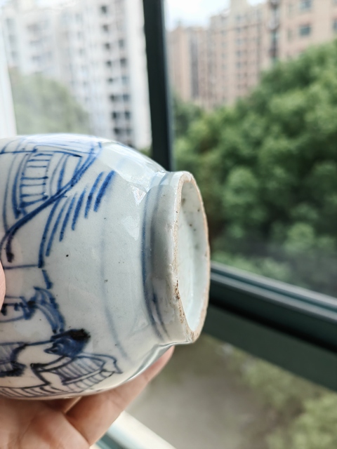 古玩陶瓷青花鐵線描人物紋蓋罐真品鑒賞圖