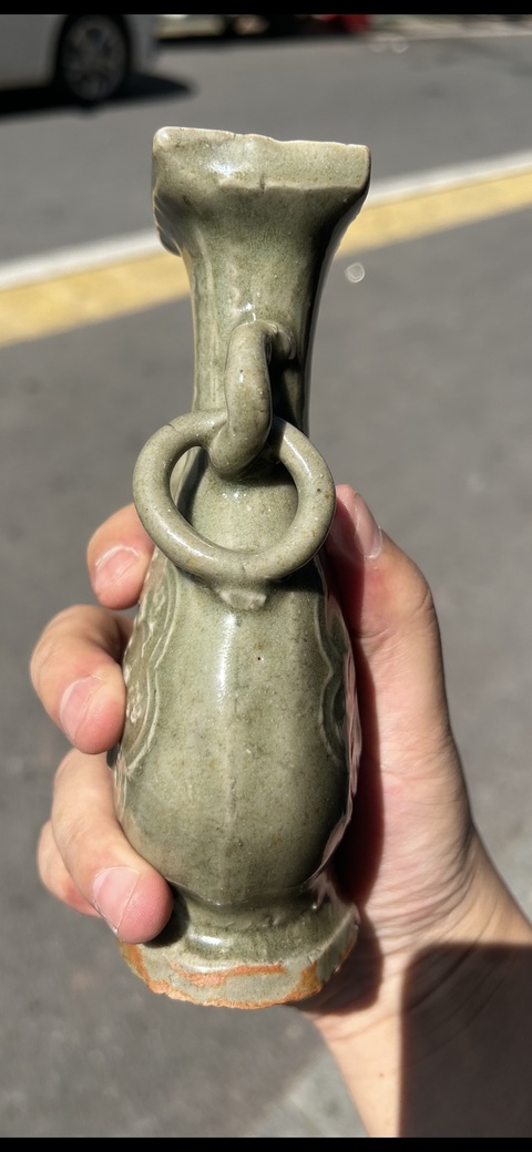 古玩陶瓷元末明初龍泉窯青釉瓶拍賣，當(dāng)前價(jià)格13800元