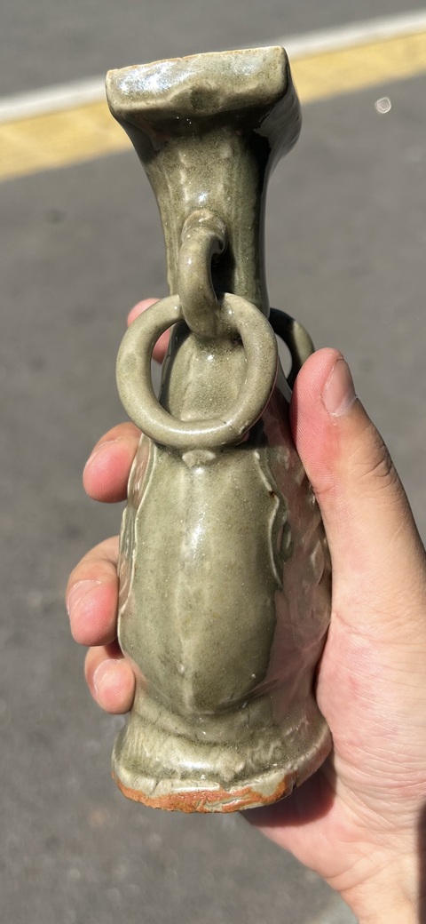古玩陶瓷元末明初龍泉窯青釉瓶拍賣，當(dāng)前價(jià)格13800元