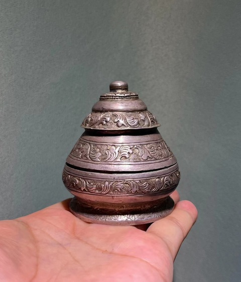 古玩雜項銀罐真品鑒賞圖