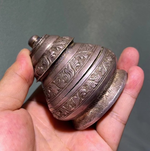 古玩雜項銀罐真品鑒賞圖