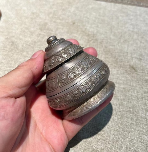 古玩雜項銀罐真品鑒賞圖
