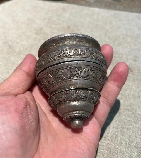 古玩雜項銀罐真品鑒賞圖