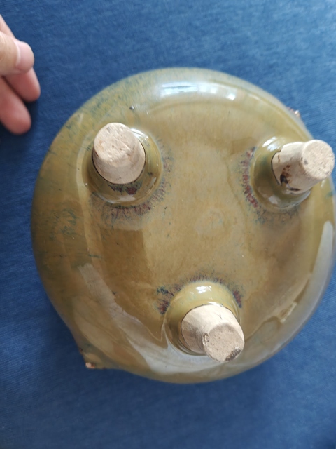 古玩陶瓷窯變釉三足雙耳爐真品鑒賞圖