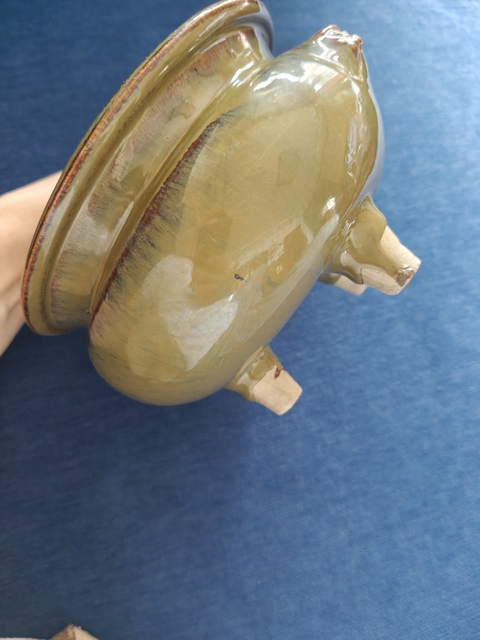 古玩陶瓷窯變釉三足雙耳爐真品鑒賞圖