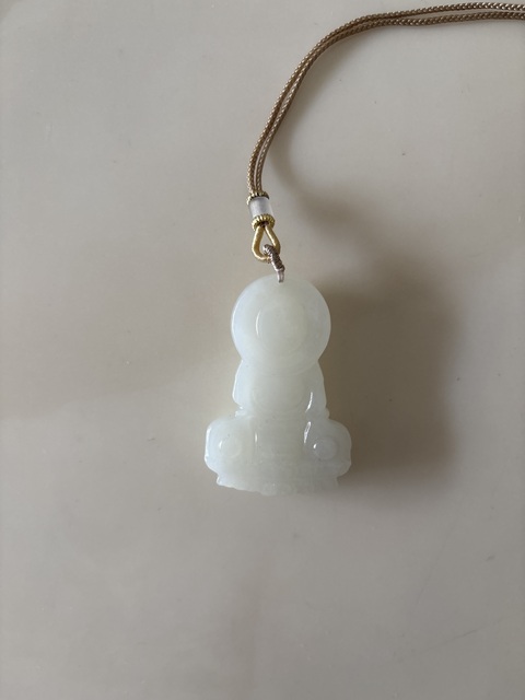 古玩玉器和田玉雕“觀音”掛件真品鑒賞圖