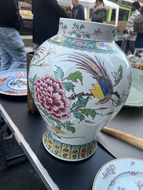 古玩陶瓷粉彩描金錦雞牡丹花紋將軍罐真品鑒賞圖