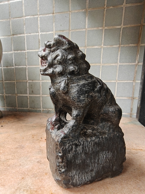 古玩雜項青石獅真品鑒賞圖