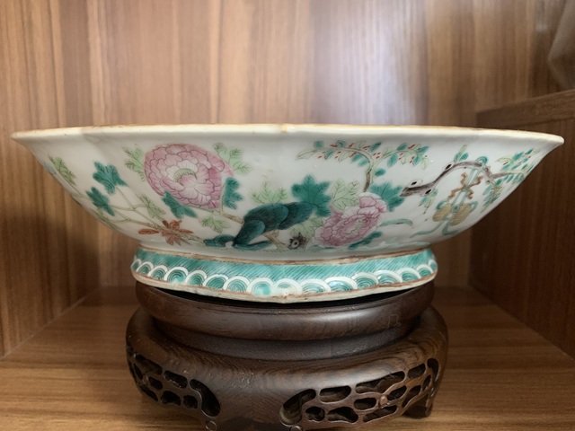 古玩陶瓷清 同治細路粉彩鶴鹿同春供盤拍賣，當前價格5000元