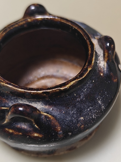 古玩陶瓷磁州窯黑釉四系罐拍賣(mài)，當(dāng)前價(jià)格1288元