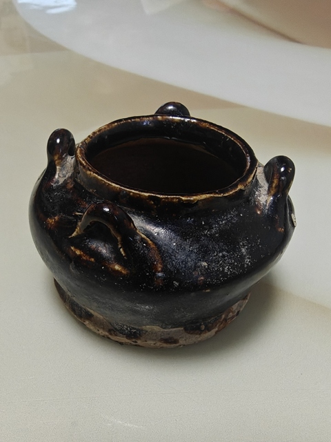 古玩陶瓷磁州窯黑釉四系罐拍賣(mài)，當(dāng)前價(jià)格1288元