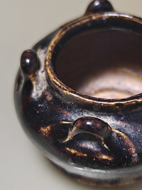 古玩陶瓷磁州窯黑釉四系罐拍賣(mài)，當(dāng)前價(jià)格1288元