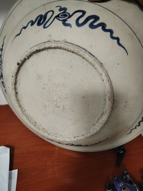 古玩陶瓷青花鳳穿牡丹圖盤真品鑒賞圖