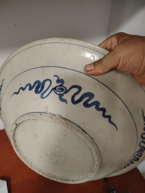 古玩陶瓷青花鳳穿牡丹圖盤真品鑒賞圖