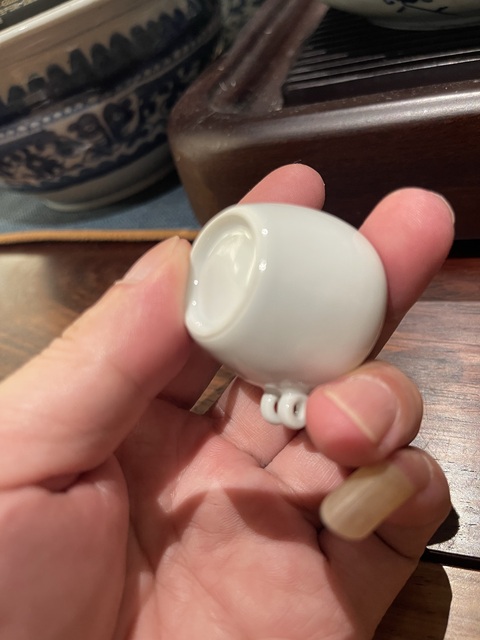 古玩陶瓷白釉鳥食罐真品鑒賞圖