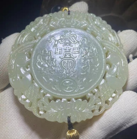 古玩玉器和田玉雕“八寶紋牌”真品鑒賞圖
