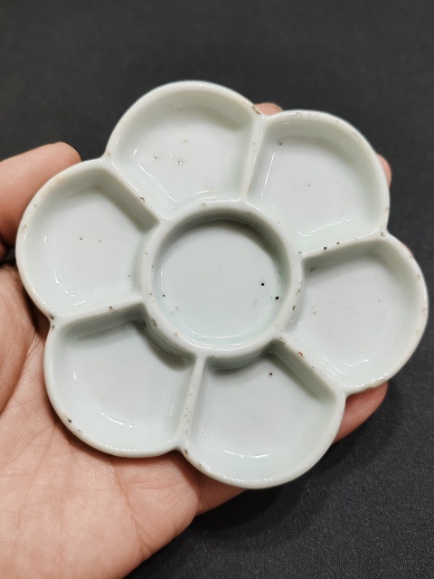 古玩陶瓷白釉調(diào)色盤真品鑒賞圖