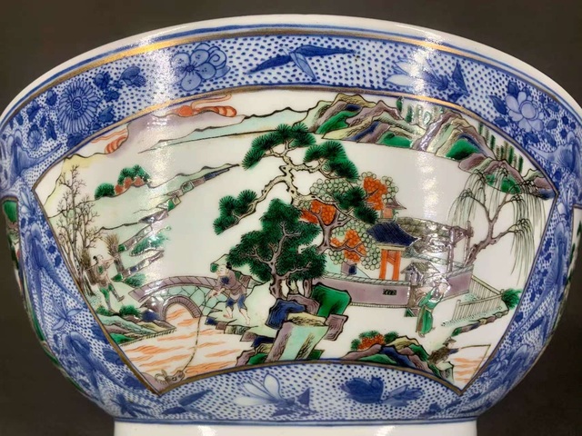 古玩陶瓷五彩人物紋大碗真品鑒賞圖
