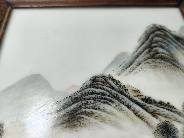 古玩陶瓷山水紋瓷板畫真品鑒賞圖
