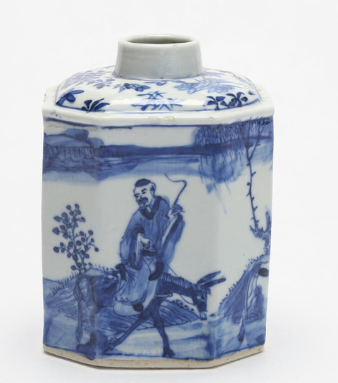 古玩陶瓷清光緒 青花人物紋茶葉罐真品鑒賞圖