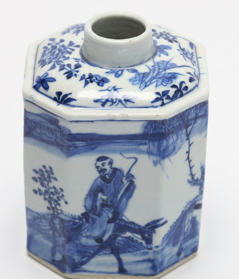 古玩陶瓷清光緒 青花人物紋茶葉罐真品鑒賞圖