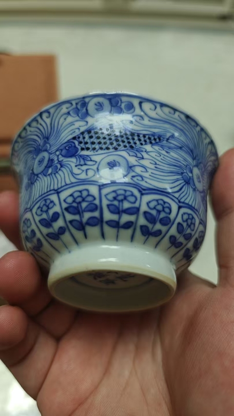 古玩陶瓷光緒青花外銷杯真品鑒賞圖
