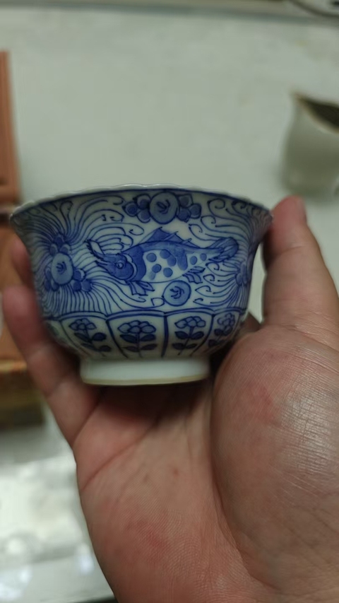 古玩陶瓷光緒青花外銷杯真品鑒賞圖