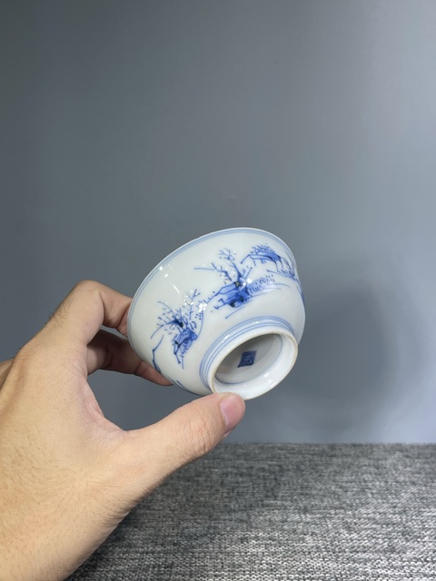 古玩陶瓷民國.青花山水茶碗拍賣，當(dāng)前價格0元