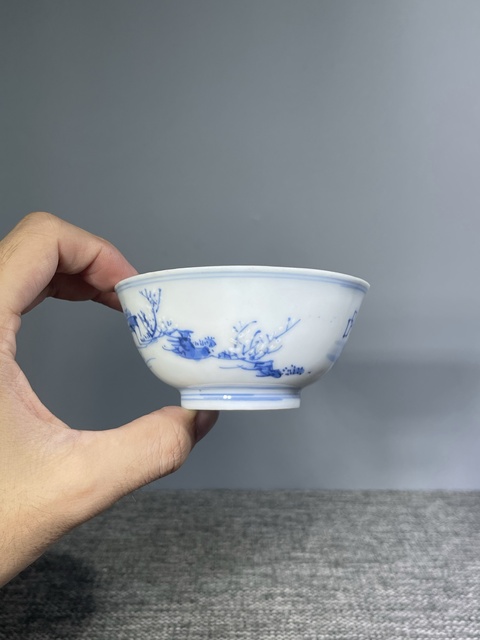 古玩陶瓷民國.青花山水茶碗拍賣，當(dāng)前價格0元