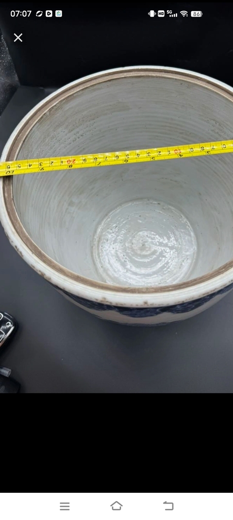 古玩陶瓷青花鳳穿牡丹圖畫缸真品鑒賞圖