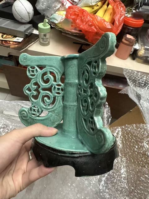 古玩陶瓷清晚期 綠釉貢盤真品鑒賞圖