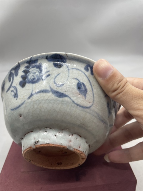 古玩陶瓷花卉紋青花小碗真品鑒賞圖