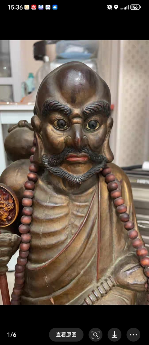 古玩雜項木雕人物立像真品鑒賞圖