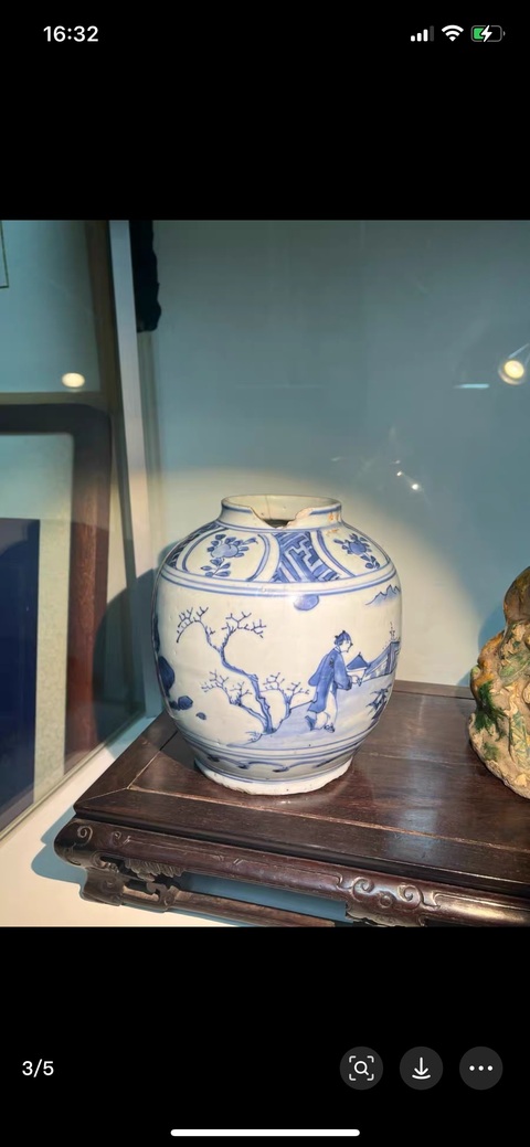 古玩陶瓷青花高仕人物罐真品鑒賞圖