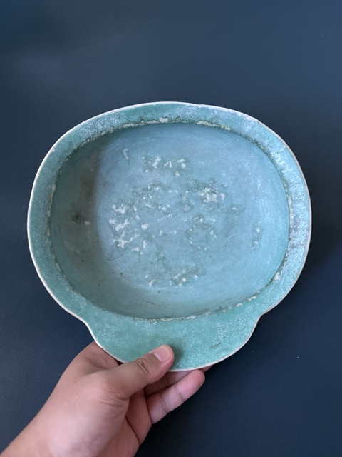 古玩陶瓷 云鶴紋粉彩貢盤真品鑒賞圖