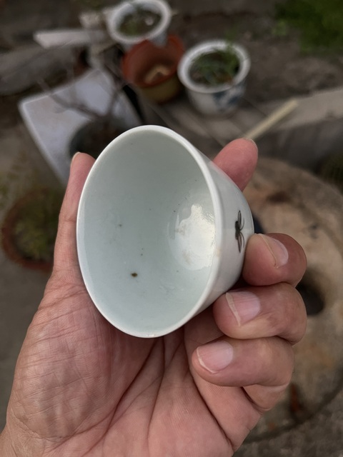 古玩陶瓷墨彩花卉紋杯真品鑒賞圖