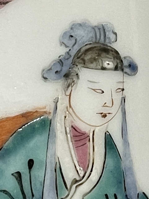 古玩陶瓷晚清西廂記人物筆筒真品鑒賞圖