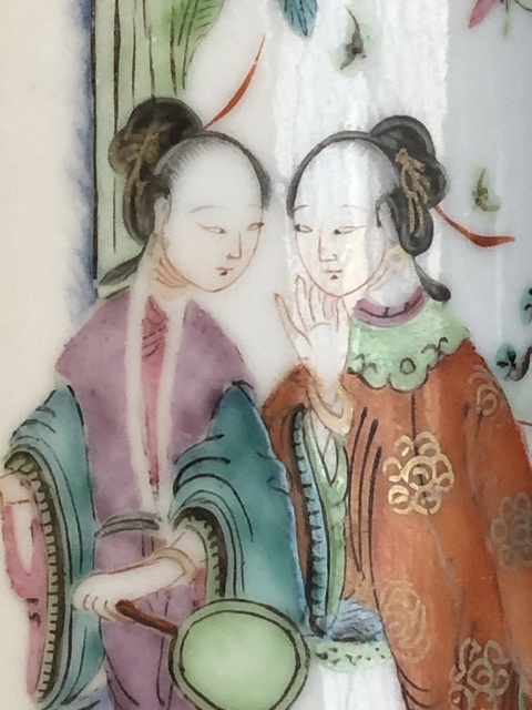 古玩陶瓷晚清西廂記人物筆筒真品鑒賞圖