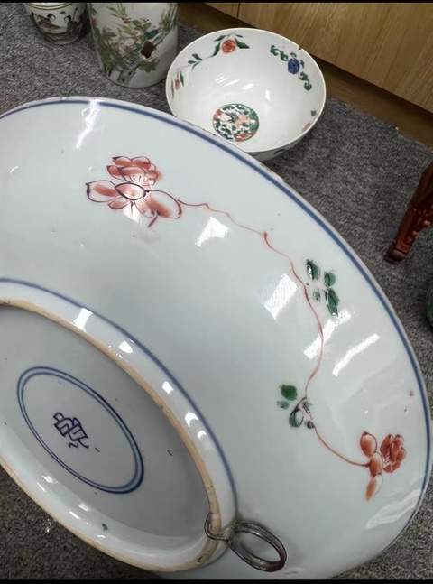 古玩陶瓷花鳥(niǎo)紋五彩盤(pán)真品鑒賞圖