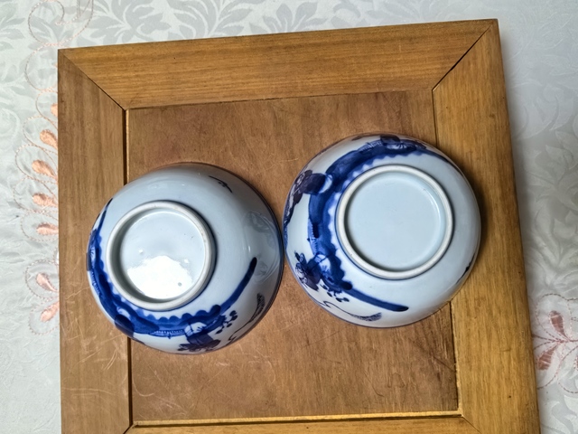 古玩陶瓷三星高照圖青花茶圓真品鑒賞圖