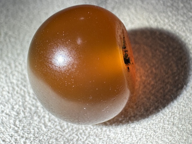 古玩玉器遼平頭瑪瑙珠真品鑒賞圖